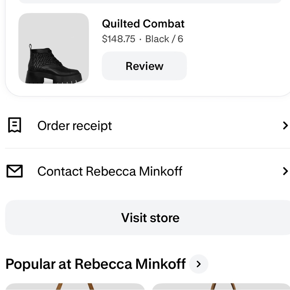 NWOT Rebecca Minkoff Black Quilted Combat Boots